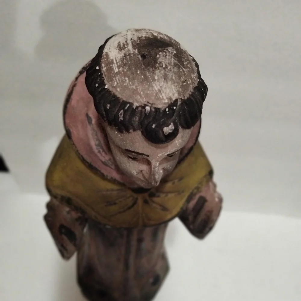 Antique religious saint wooden hand carved sculpture Spanish hand painted - Picture 7 of 11